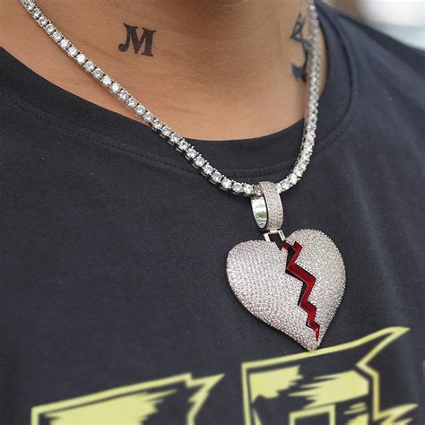 Iced Out Broken Heart Necklaces Drmd Jewelry