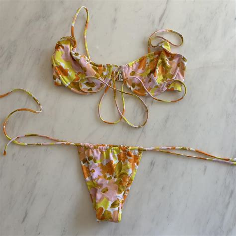 Alia Blue Bikini Medium Top Small Bottoms Depop