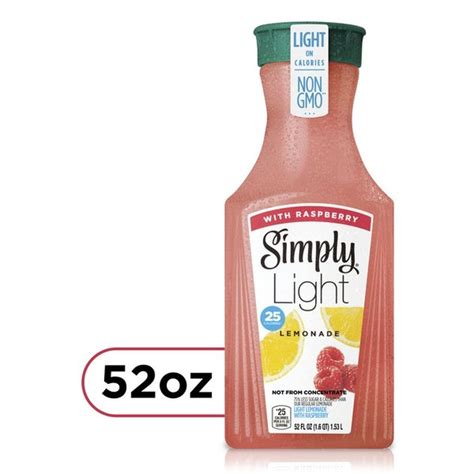 Simply Light Lemonade With Raspberry Fruit Juice Non Gmo Oz