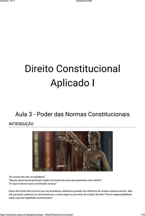 Direito Constitucional Aplicado I Aula 4 Direito Constitucional I