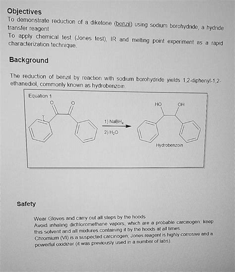 Solved Objectives To Demonstrate Reduction Of Diketone Benzil Using