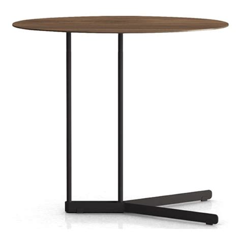 Modloft Cabrini Modern Classic Walnut Wood Top Steel Oval Side End