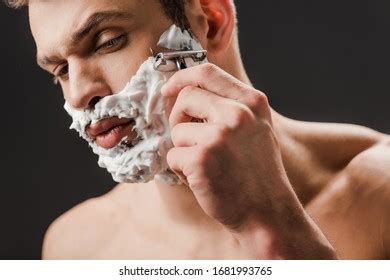 Sexy Naked Man Shaving Face Razor Stock Photo Shutterstock