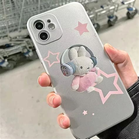 Funda De Teléfono Kawaii Pink Bear Star Para Iphone 14 11 12 13 Pro Max