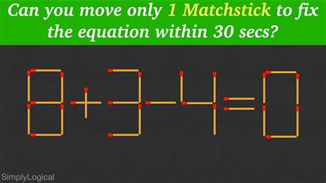 Brain Teaser Puzzle Can You Move Only 1 Matchstick To Fix The