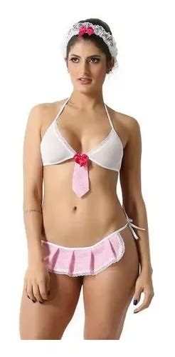 Conjunto Babá Luxuosa Lingerie Sexy Mini Fantasia Empregada MercadoLivre