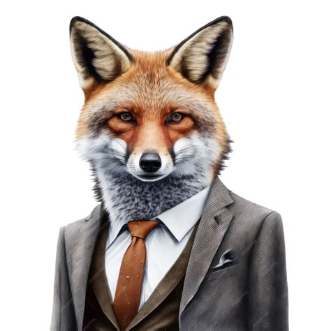 Premium Photo A Painting Of A Fox Wearing A Suit And Tie