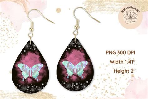 Butterfly Snowflakes Teardrop Earring Graphic By Nicharshop