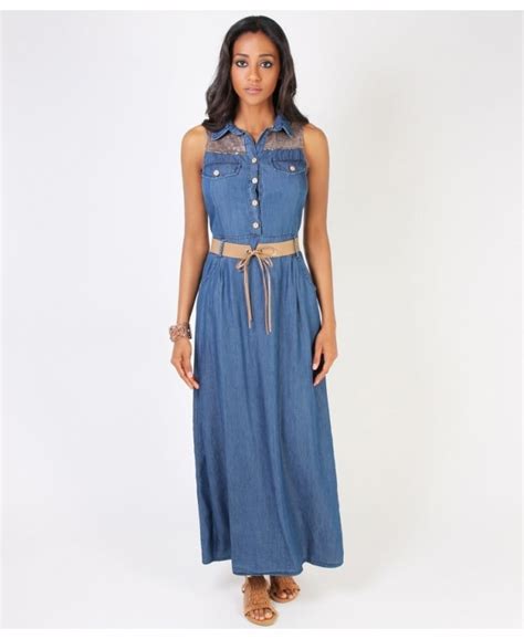 Krisp Sleeveless Denim Maxi Dress