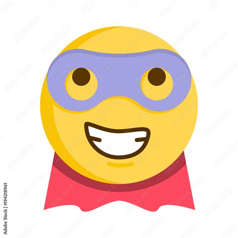 Superhero Emoticon Vector Emoji Smiley With Mask And Cape Stock Vector