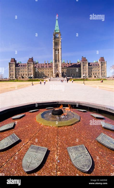 Peace Tower, Centennial Flame, Parliament Hill, Ottawa, Ontario, Canada ...