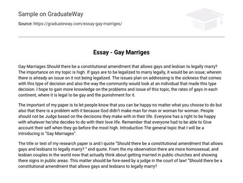 ⇉gay Marriages The Pros And Cons Essay Example Graduateway