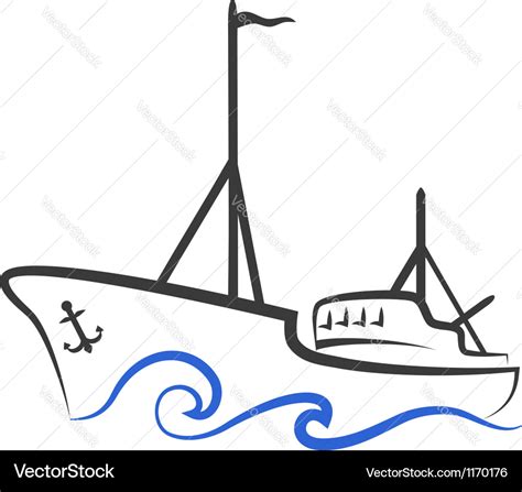 Fishing boat silhouette Royalty Free Vector Image