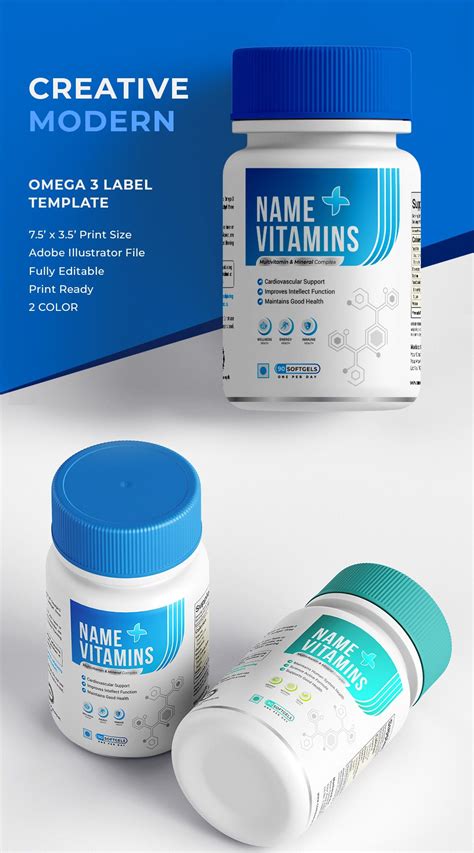 Multi vitamin label supplement vitamin label bottle label design creative modern design.