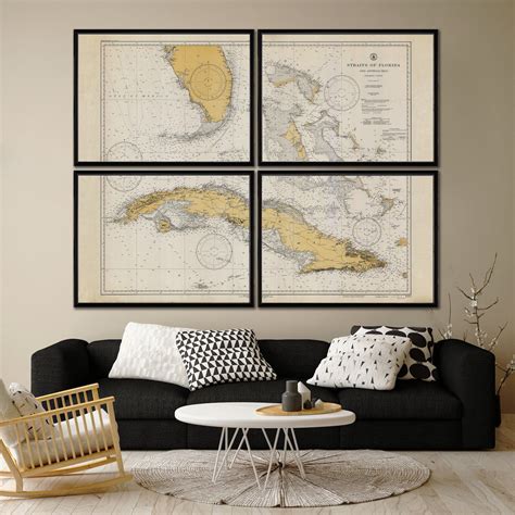 1933 Straits of Florida Nautical Chart Reprint - Florida Keys