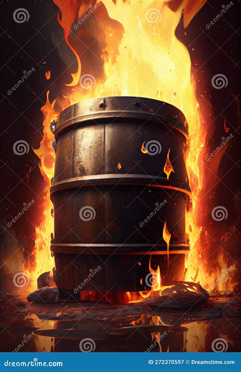 Explosion in a Barrel. Long Exposure Night Shot Stock Illustration ...