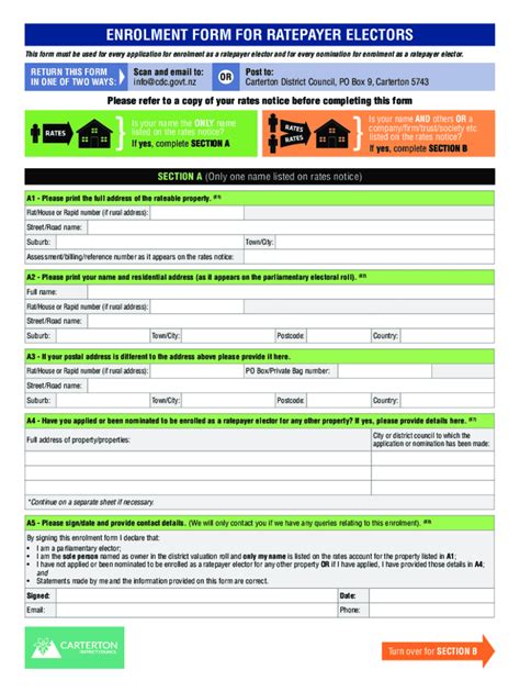 Fillable Online Enrolment Form For Ratepayer Electors Auckland