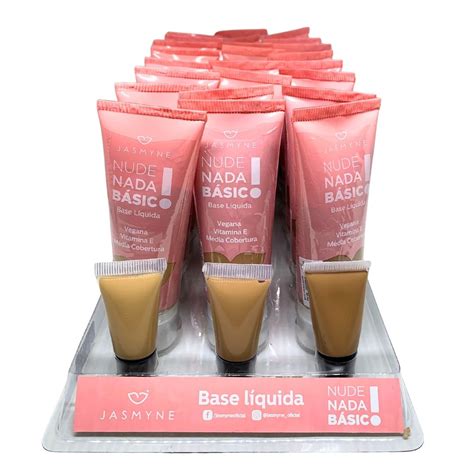 Base Líquida Jasmyne Nude Box 24un Virtual Make Virtual Make Maquiagem Atacado p