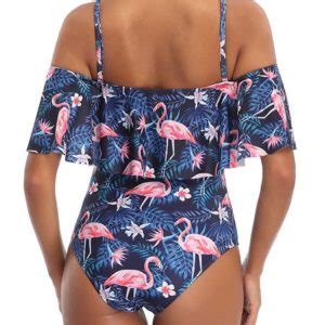 Bikini Swimsuit Ruffles Straps Neck Backless Sexy Swimming Suits Td Mercado