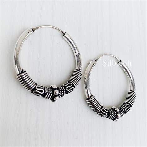 Silver Tribal Bali Hoop Earring Silberuh