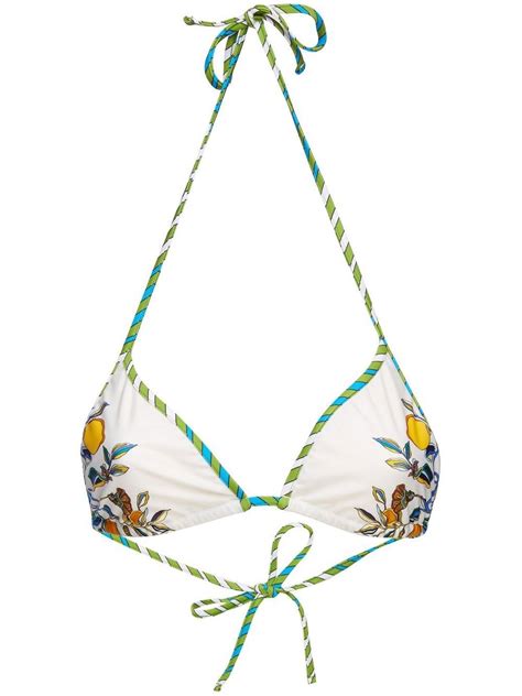 La Doublej Floral Print Halterneck Bikini Top White Farfetch