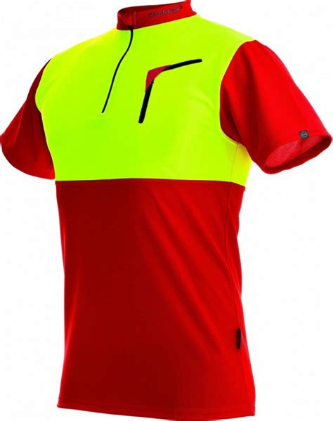 Zipp Neck Shirt Kurzarm Farbe Rot Neongelb 104059 M