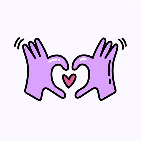 Hands Showing Heart Hand Drawn Doodle Valentines Day Illustration