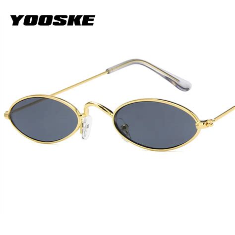 Yooske Small Oval Sunglasses For Men Women Brand Designer Vintage Sun