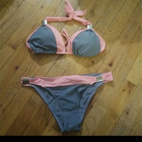 Swim Grey And Pink Brazilian Bikini Swimsuit Poshmark