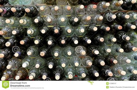 Very Much Stacked Up Wine Bottles With Corks Editorial Photography