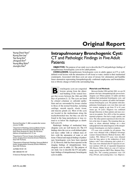 Pdf Intrapulmonary Bronchogenic Cyst Ct And Pathologic Findings In