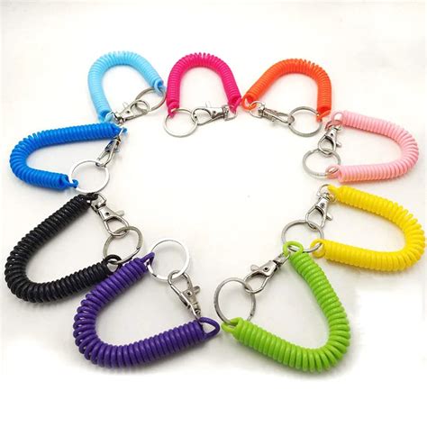 Spiral Retractable Spring Coil Keychain Theftproof Anti Lost Stretch Cord Safety Key Ring Metal