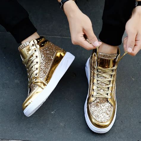 Sequin Mens Hoge Schoenen Hoge Kwaliteit Sneakers Mannen Lederen Casual