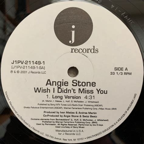 Angie Stone – Wish I Didn't Miss You – Vinyl (12", 33 ⅓ RPM, Promo ...