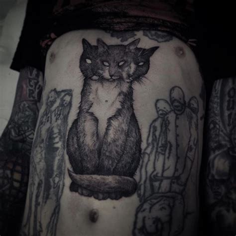 Blackwork Cat Tattoo By Robert Borbas Goth Dark Robertborbas