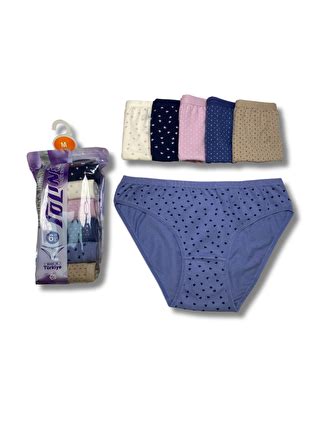 Tolin Karişik Kadın lı Pamuklu Elastanlı Baskılı Havlu Ağ Bikini Model Külot Seti