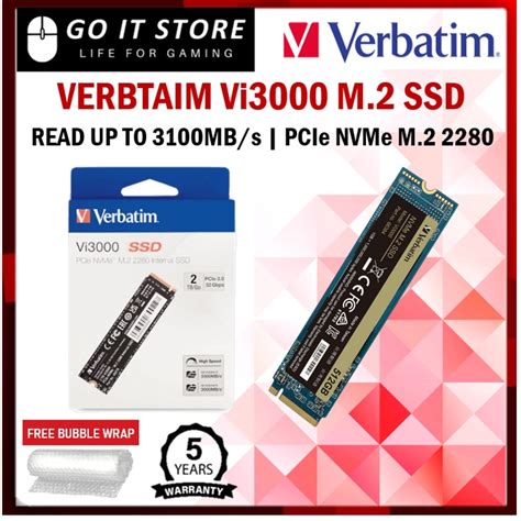 Verbatim SSD 256GB 512GB 1TB Vi3000 PCIe NVMe M 2 2280 Internal