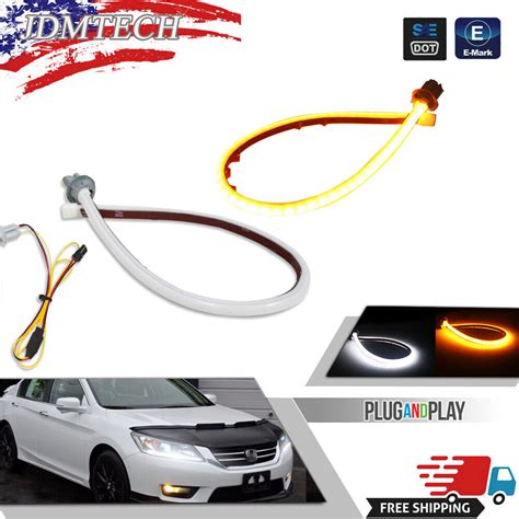 For 2013 15 Honda Accord Switchback Drl Led Strip Lights Headlight Retrofit Kit Ebay