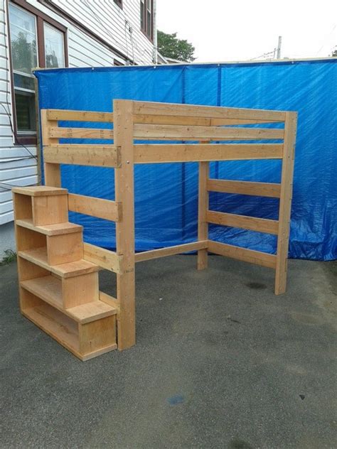 Super Heavy Duty Loft Bed With Stair Case Shelf By FastElegance