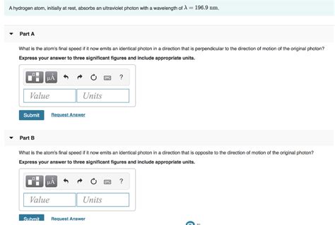 Solved A Hydrogen Atom Initially At Rest Absorbs An Chegg