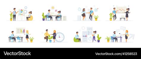 Business meeting set with people characters Vector Image