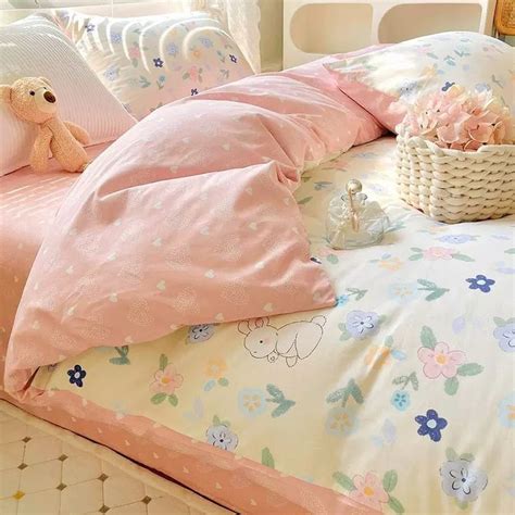 Pisoshare Cute Ins 100 Cotton Bedding Set For Couple Girls Princess