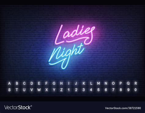 Ladies Night Neon Template Glowing Neon Lettering Vector Image