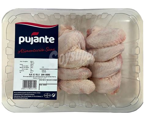 Pujante Bandeja Con Alas Enteras Y Con Piel De Pollo Blanco 1600 Gramos