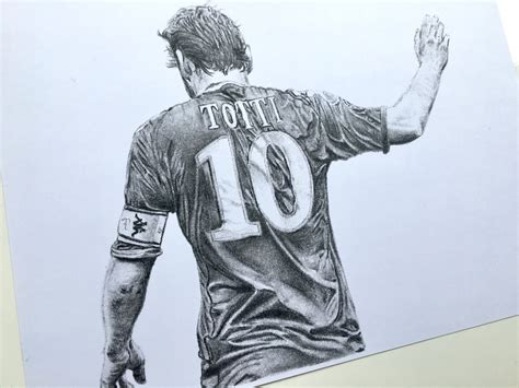 Francesco Totti Di As Roma A A Stampa Di Un Disegno Originale Di