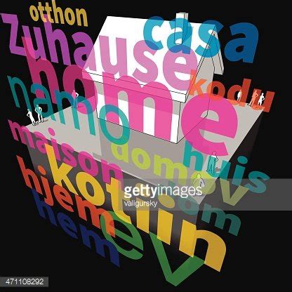 detached house home   languages diagram stock vector