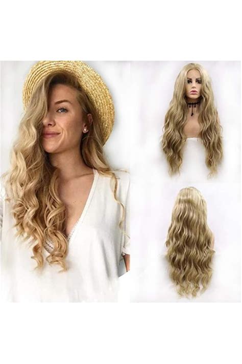 Sylvia 24 Mixed Brown To Blonde Loose Wavy Synthetic Lace Front Wigs Middle Parting 180