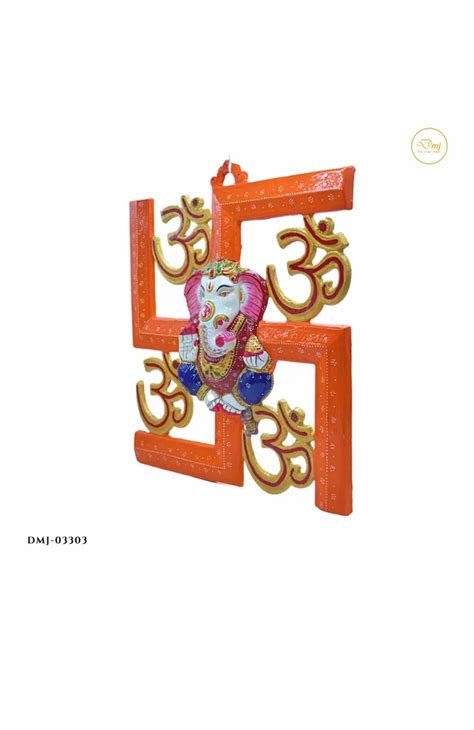 Multicolor Metal Crafted Swastik Ganesh Wall Hanging For Decoration At