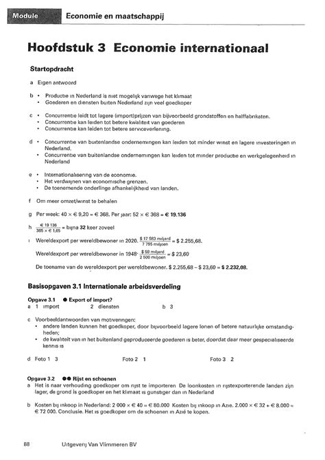 Antwoorden H Economie Internationaal X Conomie En Maatschappij