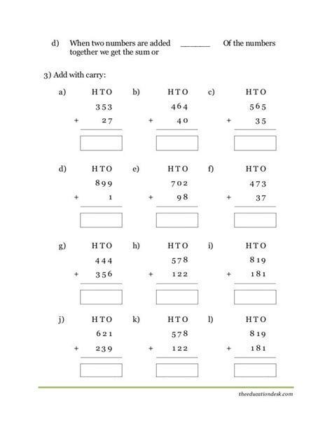 Maths Worksheet For Grade 3